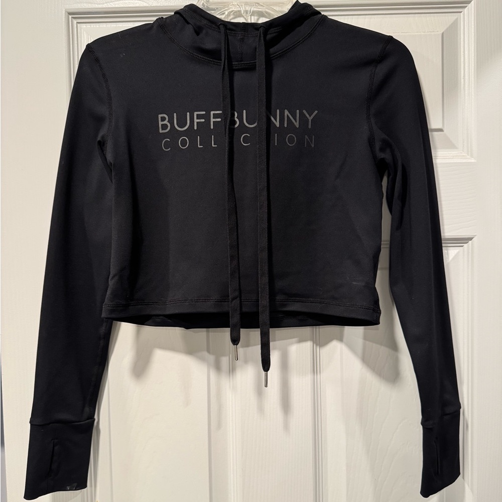 Buffbunny Collection Black Cropped Hoodie Long Sleeve Athleisure